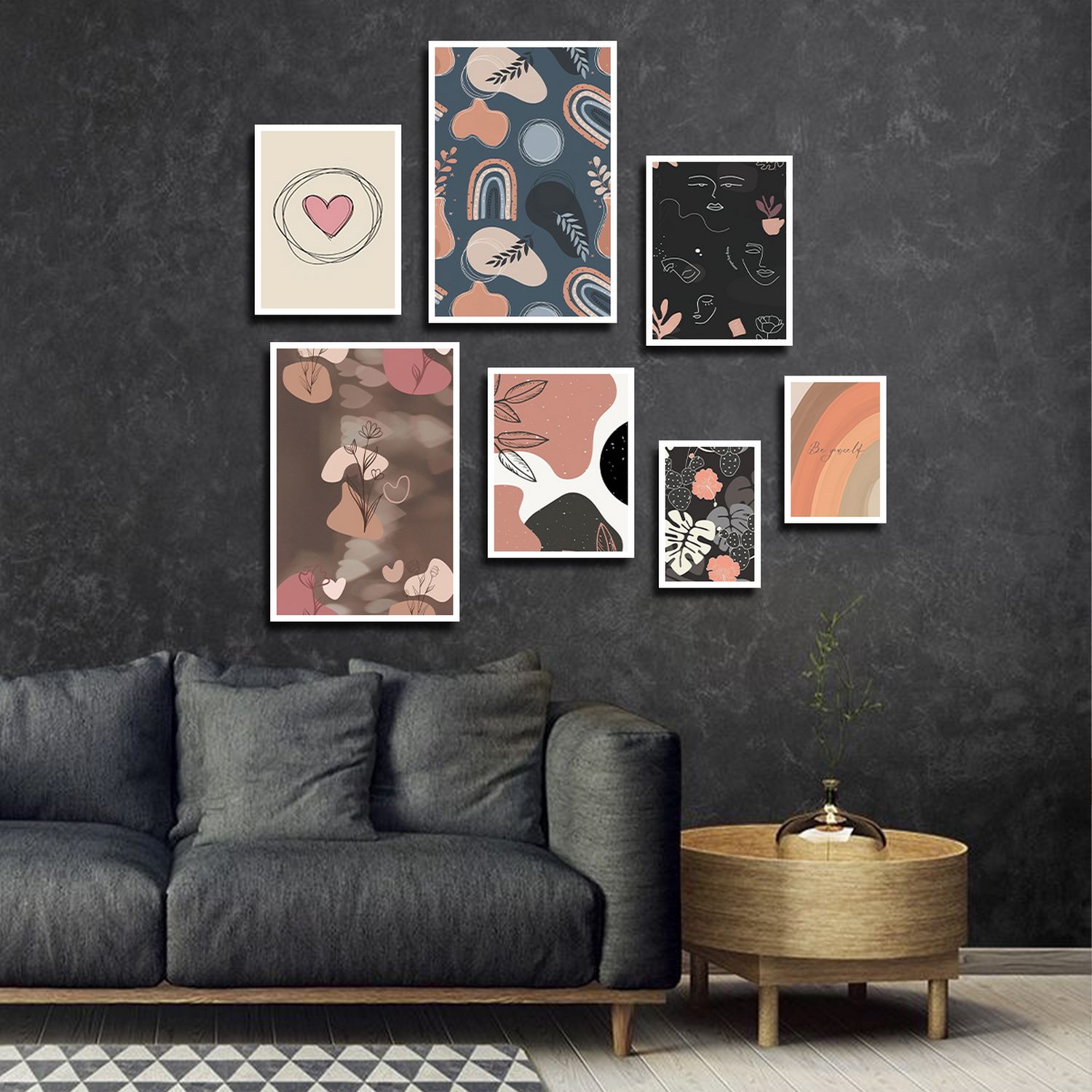 تابلو بکلیت طرح مدرن نقاشی مینیمال مدل W-3101 مجموعه 7 عددی