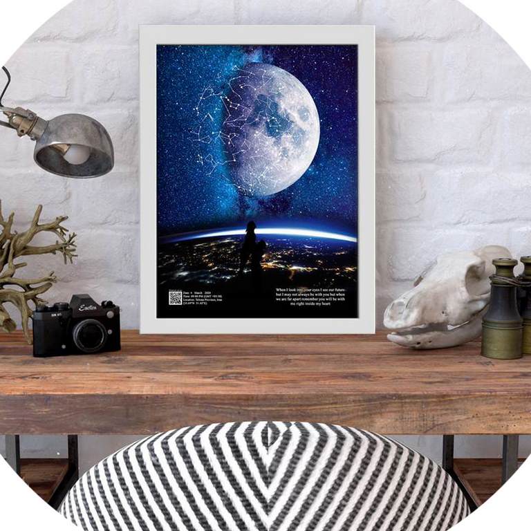 تابلو آسمان شب طرح ماه و صور فلکی مدل 15